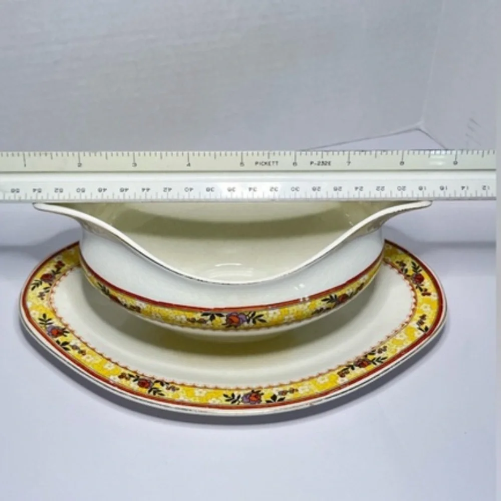 Vintage Johnson Brothers Montrose Gravy Boat Attached Underplate